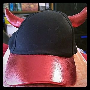 Black and red devil hat